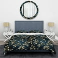 thumbnail image 3 of Designart "Royal Vines In Gold And Blue Botanicals" Floral Bedding Covert Set - Cottage Bed Set With 1 Sham, 3 of 5