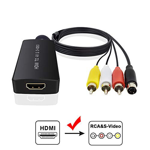 HDMI to S Video Converter, HDMI to AV Audio Video Converter, HDMI to RCA Adapter with RCA and Svideo Cable Support 1080p for PC Laptop Xbox PS3 STB VHS VCR