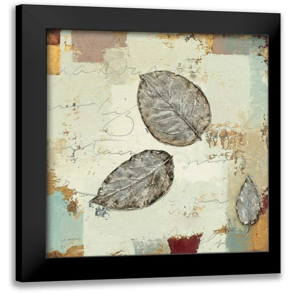 Wiens, James 12x12 Black Modern Framed Museum Art Print Titled - Silver Leaves IV