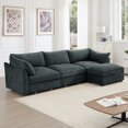 thumbnail image 4 of Newest L-Shaped 3 Seater Sectional Sofa Couch,3-seat Sofa,1 Movable Ottoman, t, Comfortable, Wide,Deep Seat, Chenille Gary, 4 of 20