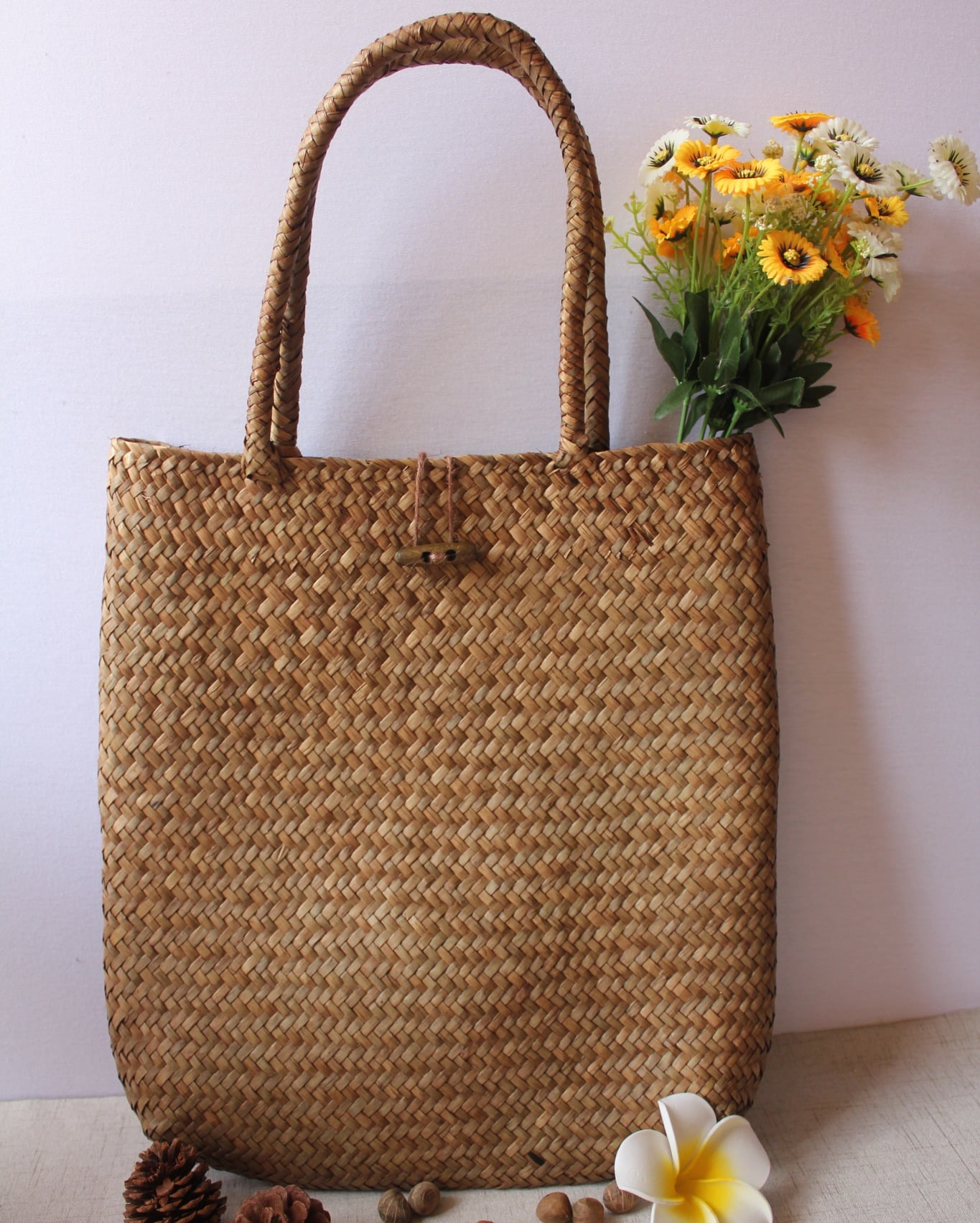 summer women beach bag straw large woven handbag casual flower tote bag Nice 
