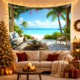 thumbnail image 3 of Tropical Beach Patio with Bougainvillea and Palm Trees, Serene Coastal for Beach Lovers, Scenic Paradise Wall Art, Housewarming Gift, Tapestry Wall Hanging for Living Room and Bedroom, 3 of 7
