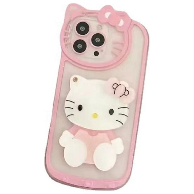 Funda de teléfono personalizada con espejo de maquillaje Kitty para Apple 14 Pro Max adecuada para iPhone 13 Funda de silicona 2 funda protectora