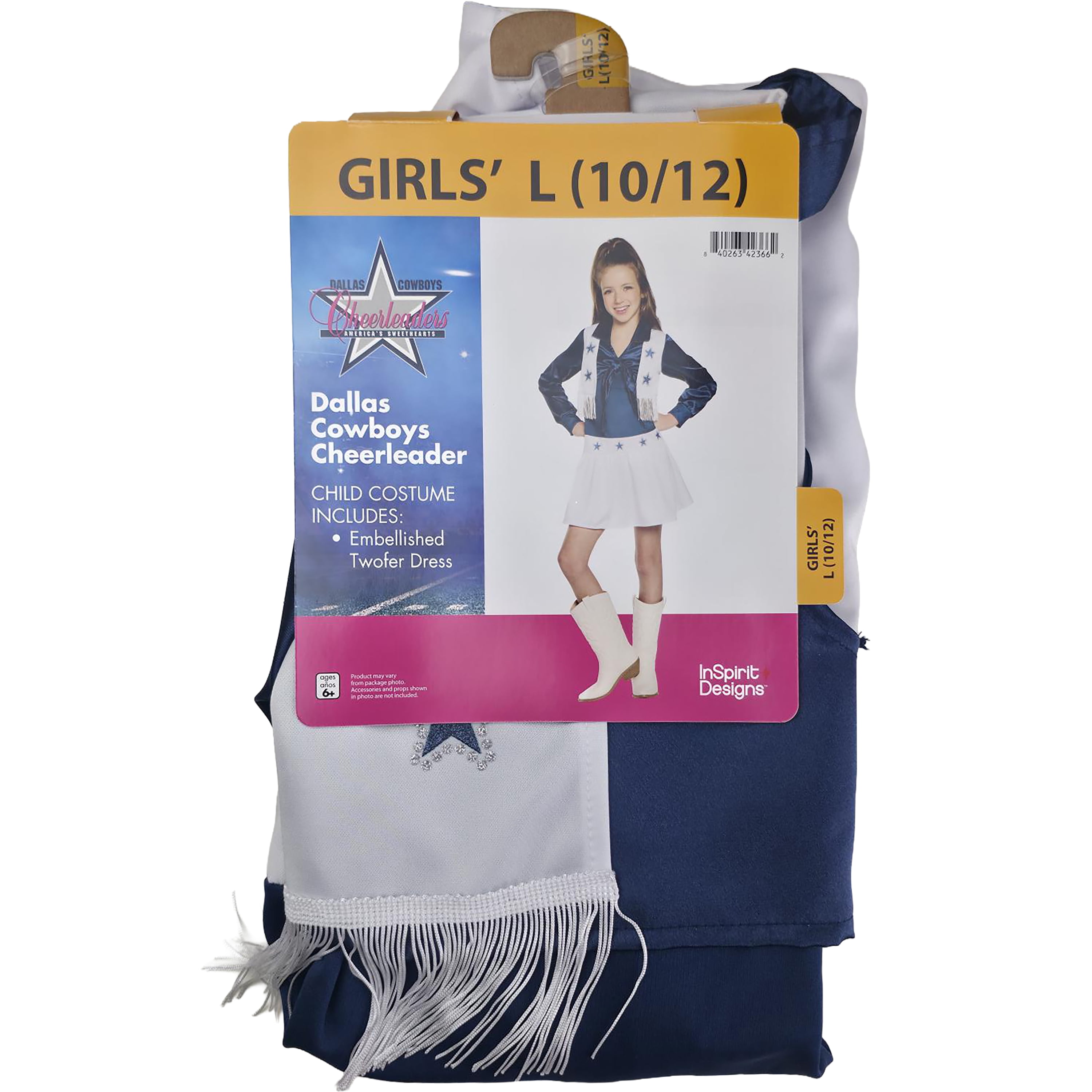 Dallas Cowboy Cheerleader, Halloween Costume for Children, Girls Size L (10/12), by Inspirit Designs