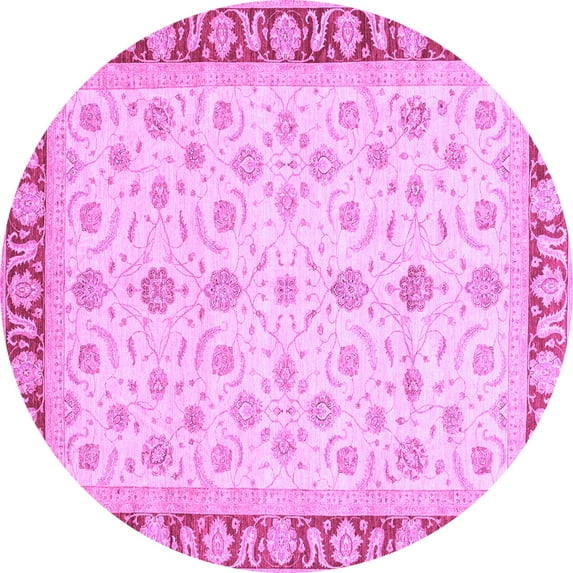 Ahgly Company Indoor Round Oriental Purple Modern Area Rugs, 5' Round