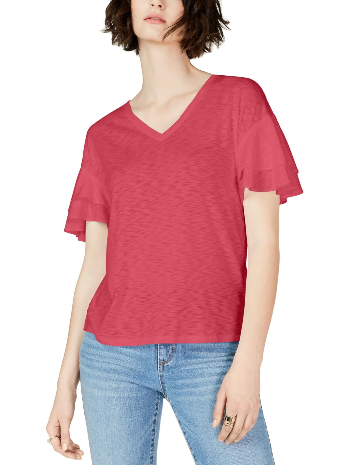 v neck flutter sleeve top v neck flutter sleeve top