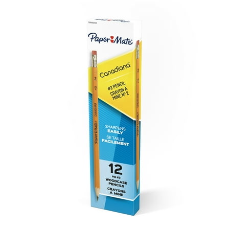 Paper Mate Canadiana Pencil, Wood Pencil, 12 count Package, Black Lead, Classic Yellow Barrel
