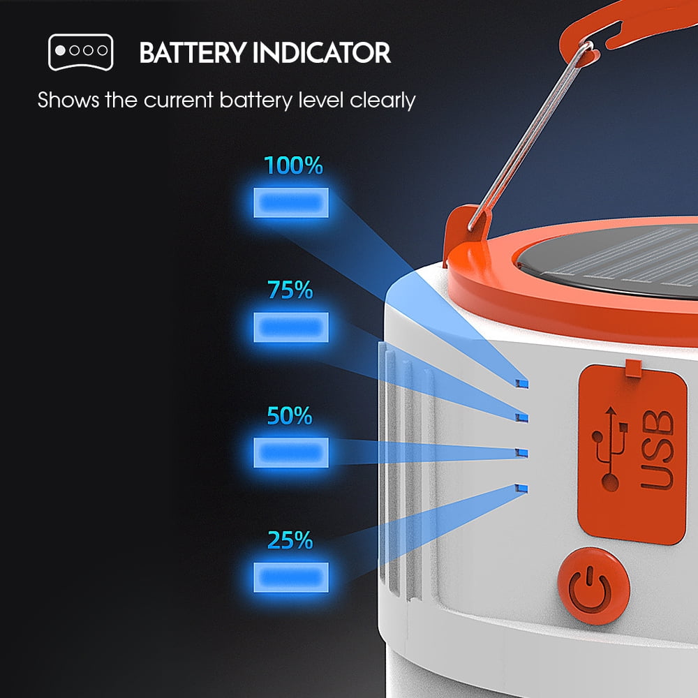 Multifunctional USB rechargeable Camping Lantern Portable Solar Panel Hand Lamp Waterproof Camping Tent Lamp Powerful Flashlight Torch Super Bright Portable Survival Lanterns