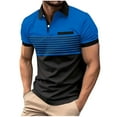 thumbnail image 1 of Mens Manga Corta Botón Abajo Camisas Fallow Girar Abajo Cuello Raya Deportes Top, Ligero para el Verano Casual Y Uso Diario, 1 of 8