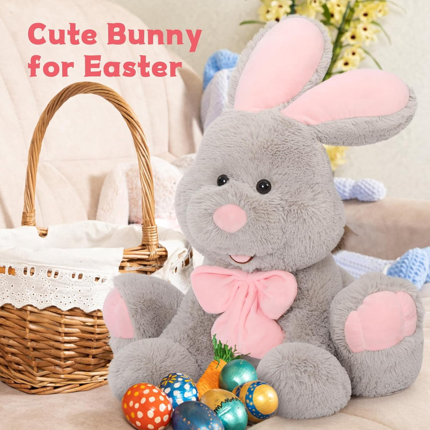 Stuffed Animal Easter Rabbit Toy Plush, Animal Pillow for Children, 19.6 inches
