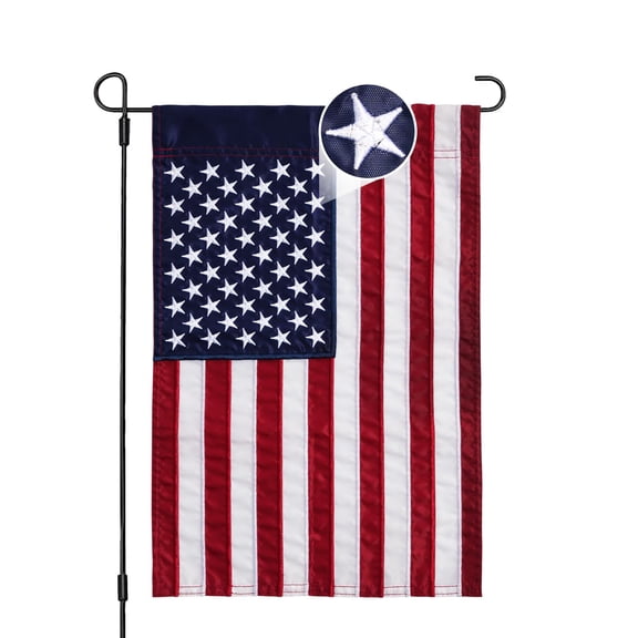 Embroidered American Garden Flag 12x18 Inch Small Patriotic USA Flag for Outdoor Garden Yard Lawn Decor
