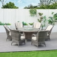 thumbnail image 2 of Direct Wicker Elegant Outdoor 7 Piece Contemporary Brown Aluminum Dining Set ,Brown, 2 of 10