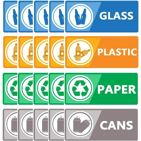 Recycle Labels Decals for Trash Can,4x2inch Trash Sorting Recycling Stickers Signs 20Pcs