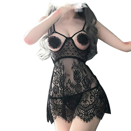 Midwennn Women s nightdress underwire three-point belly pocket suspender short skirt eat slit slim suit Big Bust Lingerie for Women Robe Women Lingerie