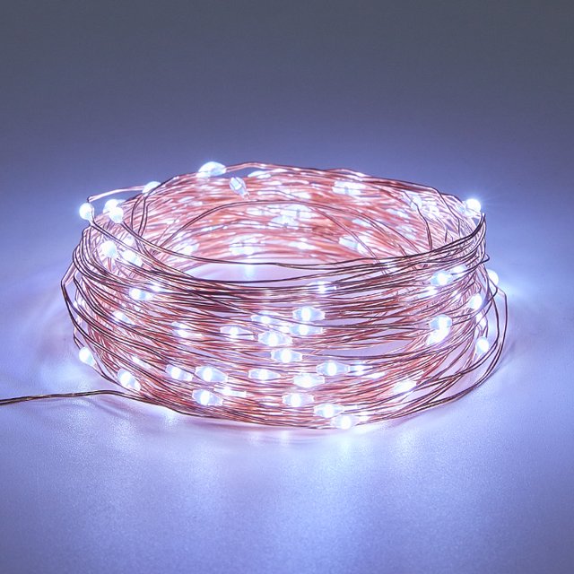 Cadena de luces LED de alambre de cobre solar para exteriores, resistente al agua, decoración de ambiente navideño, pequeñas luces de colores, cinturón de luces intermitentes