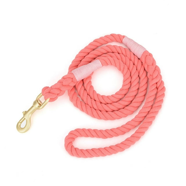 Cotten Dog Rope Leash, 150cm Thick Strong Rope Lead for Small Medium Large Breed Dogs (Peach Powder)