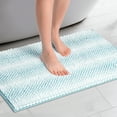 thumbnail image 2 of Unique Bargains Chenille Bathroom Rug Absorbent Non-Slip Striped Plush Shaggy Bath Rugs Lake Green 16" x 24", 2 of 6