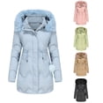 thumbnail image 6 of Lovskoo Winter Coats for Women 2023 Trendy Parka Long Sleeve Solid Color Hoodie with Pockets Cotton Padded Quilted Jacket Green, 6 of 6