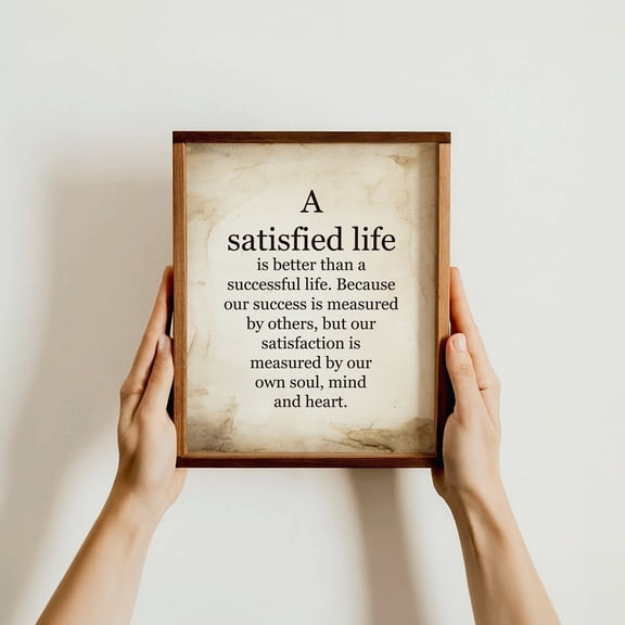 Life Satisfaction Quote Wall Art , Inspirational Home Decor, Motivational Poster, Self-Reflection Print, Office , Encouraging Decor UNFRAMED Poster, Wall Art for Decor, Present, 8x12