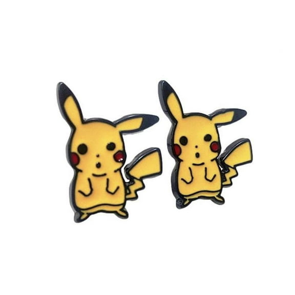 Pikachu Character Figure 0.5 Inches Tall Enamel Metal Stud Earrings