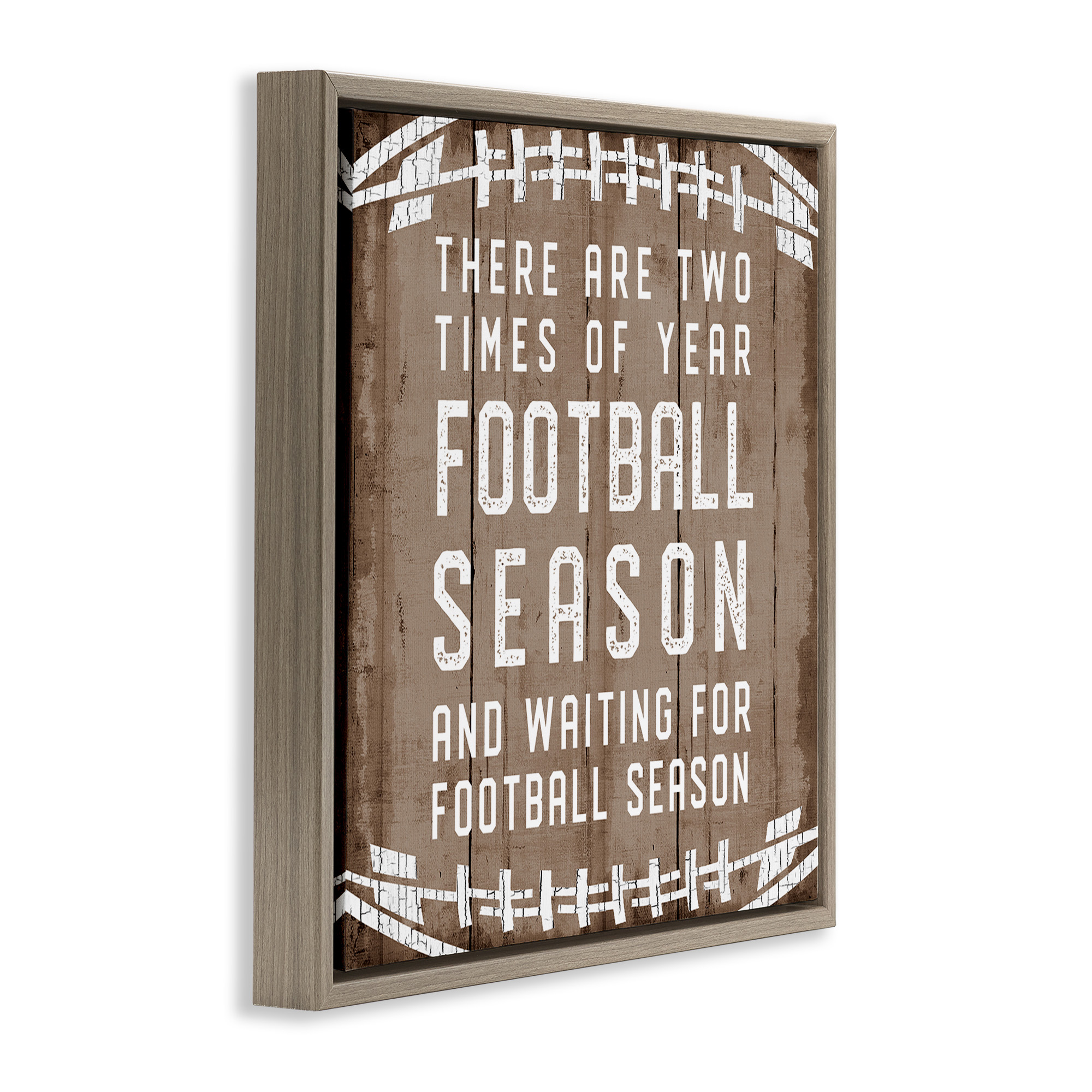 Stupell Industries Time of Year Football Season Sports Painting Brown Floater Framed Canvas Art Print Wall Art, 18 x 18
