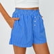 thumbnail image 1 of MKLEKYY Pantalones Cortos de Mezclilla para Mujer, Pantalones Cortos de Verano A Rayas con Bolsillos, Informales, Holgados, con Cintura Elástica y Botones, 1 of 4