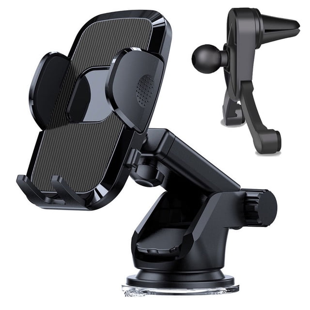 Soporte para teléfono celular para automóvil, fijación a presión, rotación de 360 grados, soporte para teléfono, abrazadera para salida de aire y ventosa