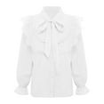 thumbnail image 3 of Byoo Toddler Girls Solid T Shirt Bow Button Down Ruffled Full Sleeve Blouses Top Kids Casual Daily Shirt, 3 of 7