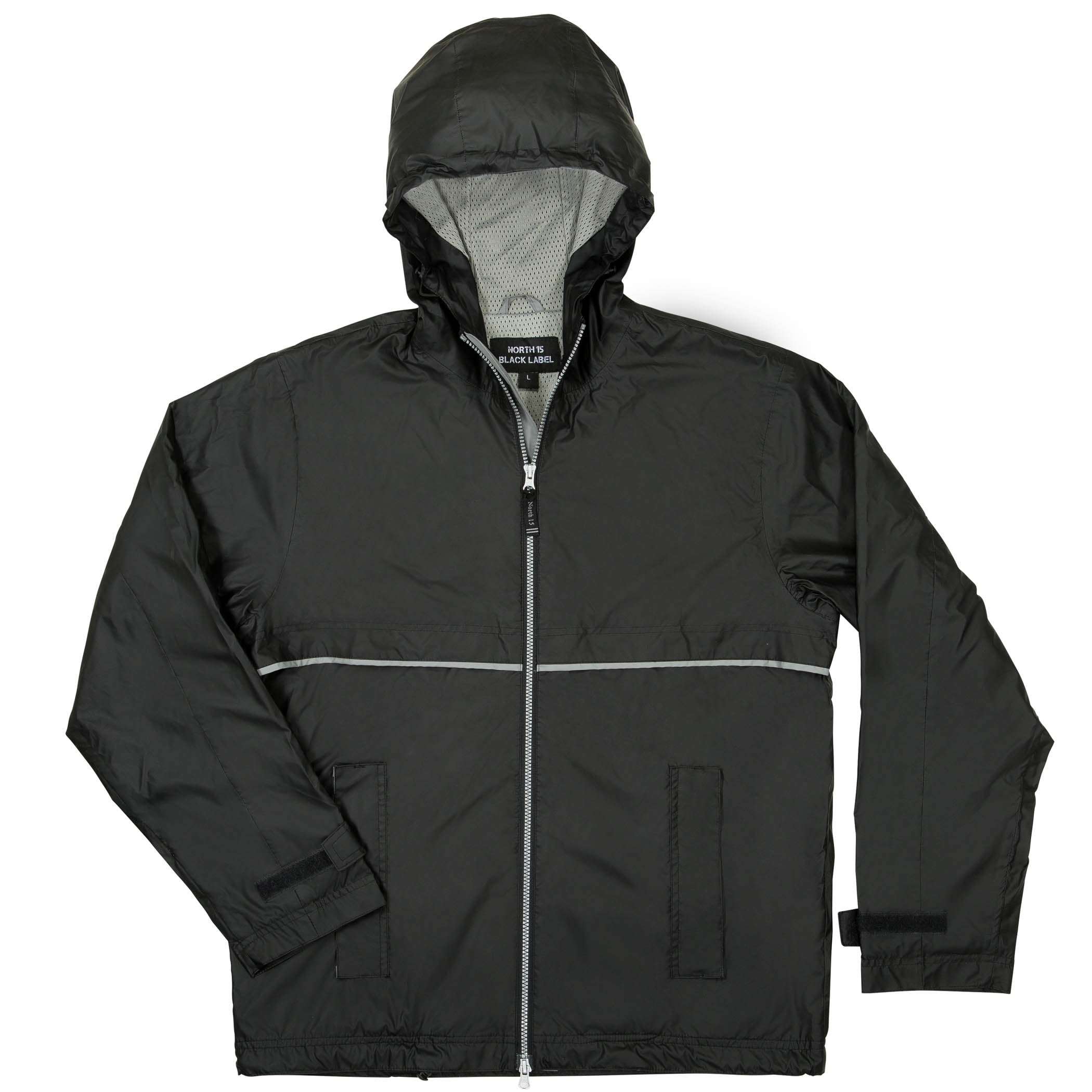 North 15 Men's Lightweight Rain Jacket with Reflective Trim & Mesh