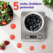 Etekcity Kitchen Scale, Digital Food Scale, 304 Stainless Steel, 11lb/5kg, Silver, EK6015