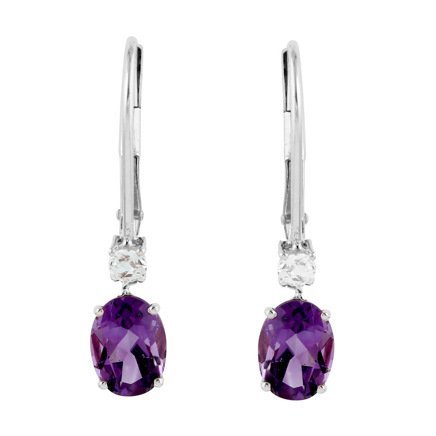 No.89 Amethyst with Apple Blossom Flower Earrings
