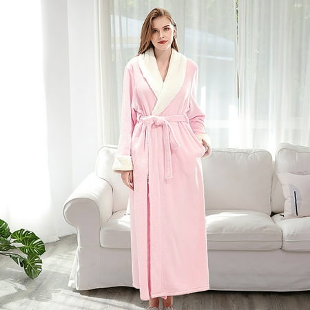 

vbnergoie Ladies Bathrobe Autumn And Winter Home Wear Nightgown Pajama Set Women Knit Nightshirt