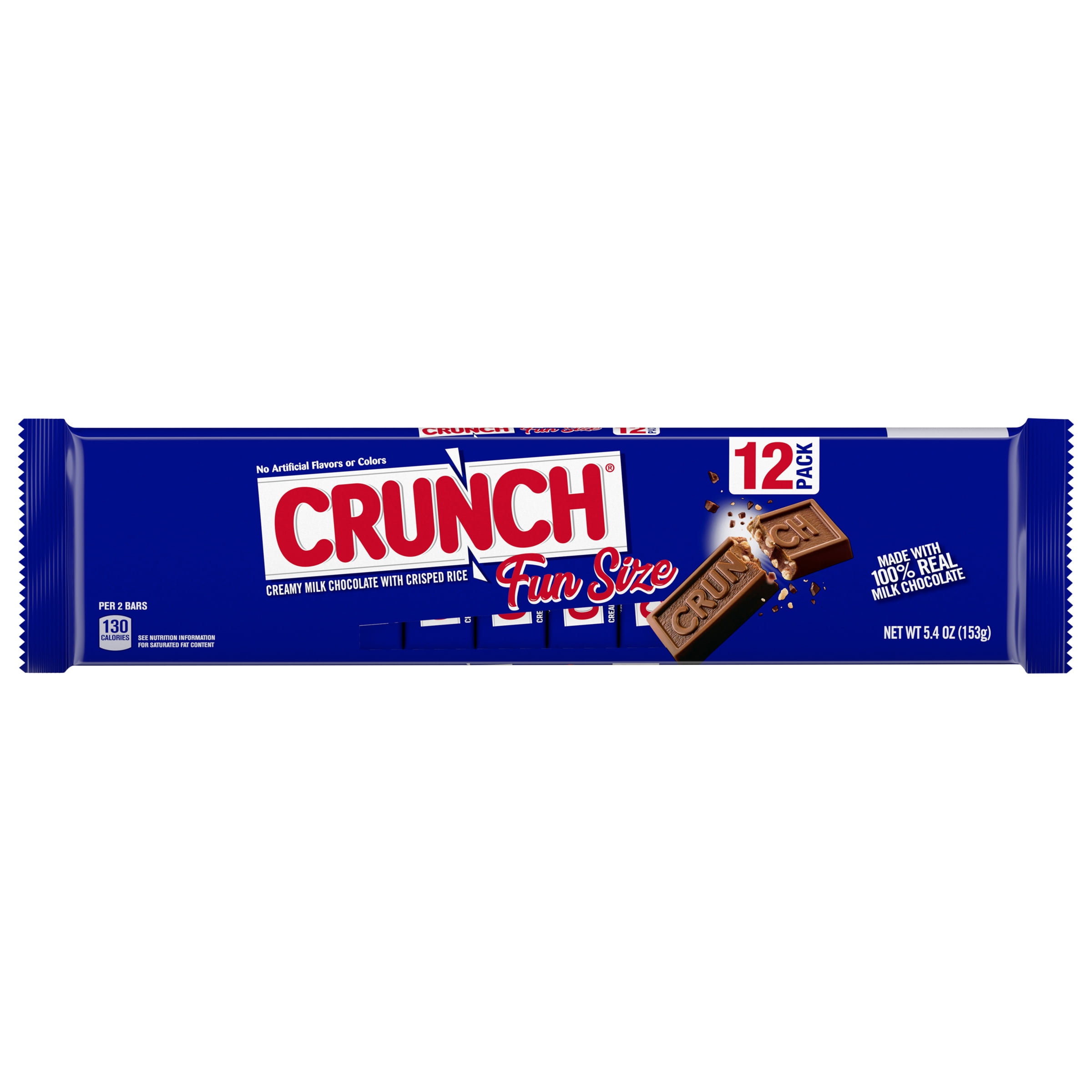 CRUNCH Milk Chocolate and Crisped Rice, Fun Size Candy Bars, Great for Holiday Stocking Stuffers, 5.4 oz, 12 Pack
