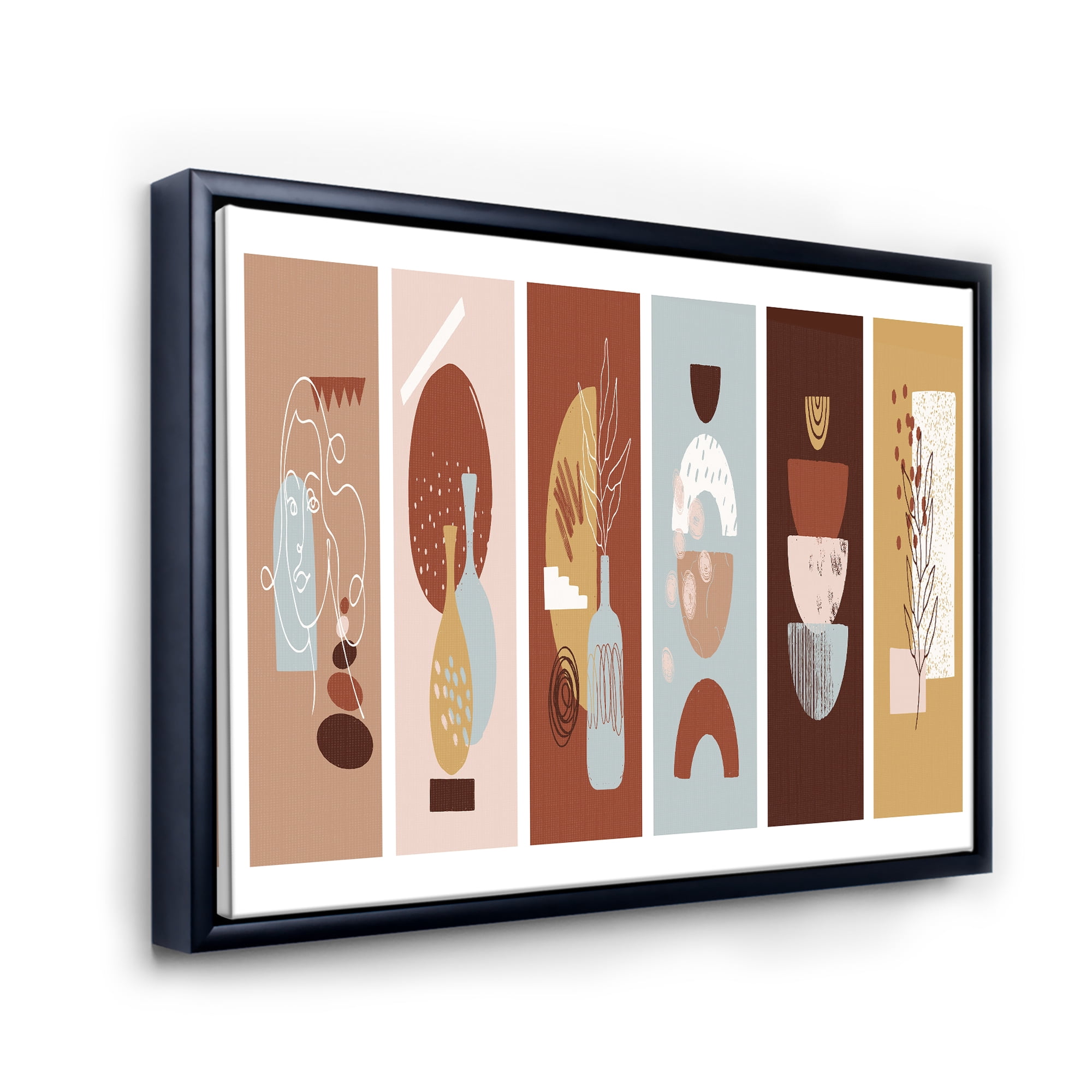 Designart 'Compostion Minimalistic of Organic Shapes V' Modern Framed Canvas Wall Art Print