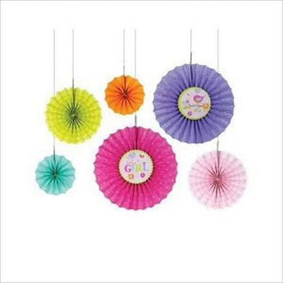 Various White Paper Fan Decorations (6 Count)