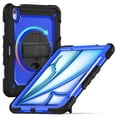 thumbnail image 4 of 3 Layer Multi-Functional Case for iPad Air 13 2024, for Kids Heavy Duty Protective Case with Screen Protector & Stylus Holder & 360 Rotating Stand and Hand/Shoulder Strap Cover - Blue+Black, 4 of 9
