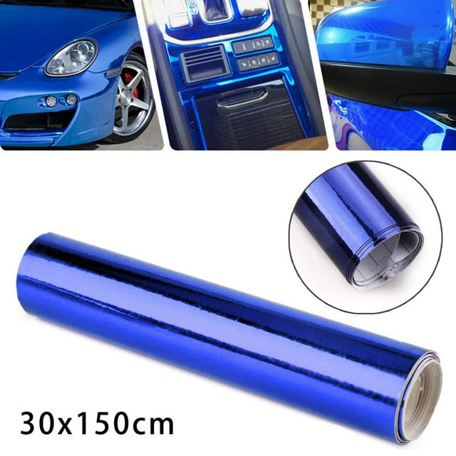 BUYISI Film Vinyle pour Camion Accessoires Vinyle Chrome Bleu Foncé Rouleau Miroir Suv