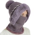 thumbnail image 5 of Gorro de invierno con capucha de punto polar para mujer, con mascarilla para el cuello y la cara, gorro de invierno grueso para ciclismo y esquí al aire libre, 5 of 5
