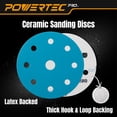 thumbnail image 3 of POWERTEC 45PK PRO 5 Inch 9 Holes Assorted Sanding Disc & Abrasive Cleaning Stick, 80/120/220 Grit Ceramic Hook and Loop Backing Discs for Festool Orbital Sanders-Automotive, Metal,Woodworking, 45901C, 3 of 9