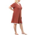thumbnail image 4 of MODA NOVA Juniors Plus Size Nightgown Polka Dots V Neck Comfy Midi Sleepshirt, 4 of 6