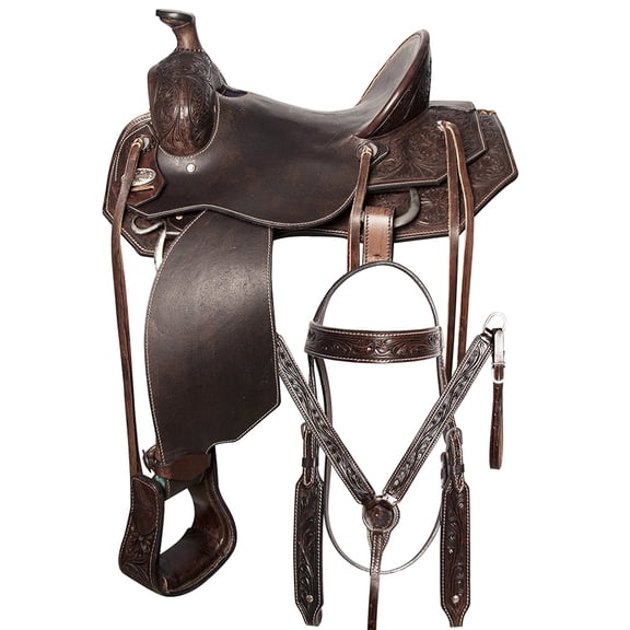 16 In Western Horse Saddle Leather Ranch Roping Cowboy Hilason