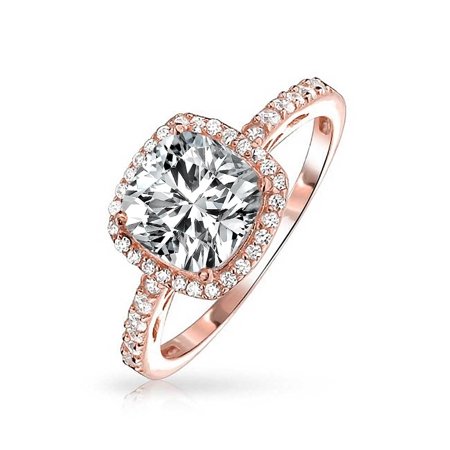 3ct Square Cushion Cut Solitaire Halo Aaa Cz Engagement Ring Thin