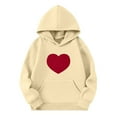 thumbnail image 2 of Bnwani Hoodie Sweatshirt for Girls Crew Neck Long Sleeve Casual Heart Print Pocket Beige Size 3-4t, 2 of 4