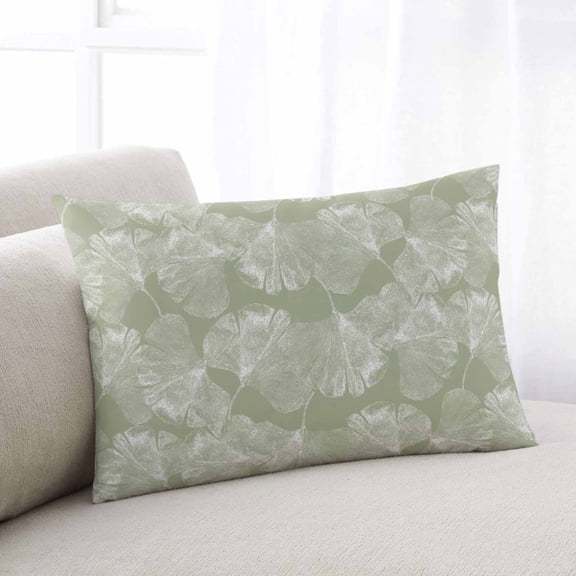 Sage Green Leaves Throw Pillow Cover, Pillowcase Protectors with Zipper, Breathable Decorative Lumbar Pillow Case Cover, Vintage Abstract Art Botanical Pillow Shams for Couch Sofa 16x24Inch