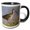 Black/White, variant on 3drose, Long-billed Curlew Foraging, 11oz Two-tone Blue Mug