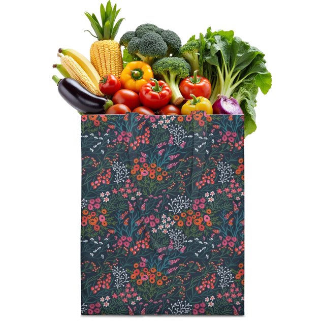 Nature Inspired Reusable Grocery Bag - Foldable & Durable Tote with Floral Print