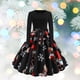 thumbnail image 4 of Vestido navideño acampanado para mujer, estilo años 50, estampado, informal, para cóctel. Imprimir 1, 4 of 9
