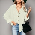thumbnail image 4 of Womens Button Down Shirt Corduroy Long Sleeve V-Neck Collared Plain Blouses Oversized Baggy Solid Loose Fit Tops with Pocket, 4 of 6
