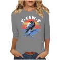 thumbnail image 2 of Ailaofu Hauts à Manches 3/4 pour Femmes Col Rond Ample Mignon T-Shirts d'Automne et d'Été Blouses Décontractées Imprimées Tunique, 2 of 4