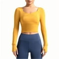 thumbnail image 3 of aidice Workout Tops for Women Cropped Square Neck Lightweight Long Sleeve Thumb Hole Activewear Athletic Shirt, 3 of 7
